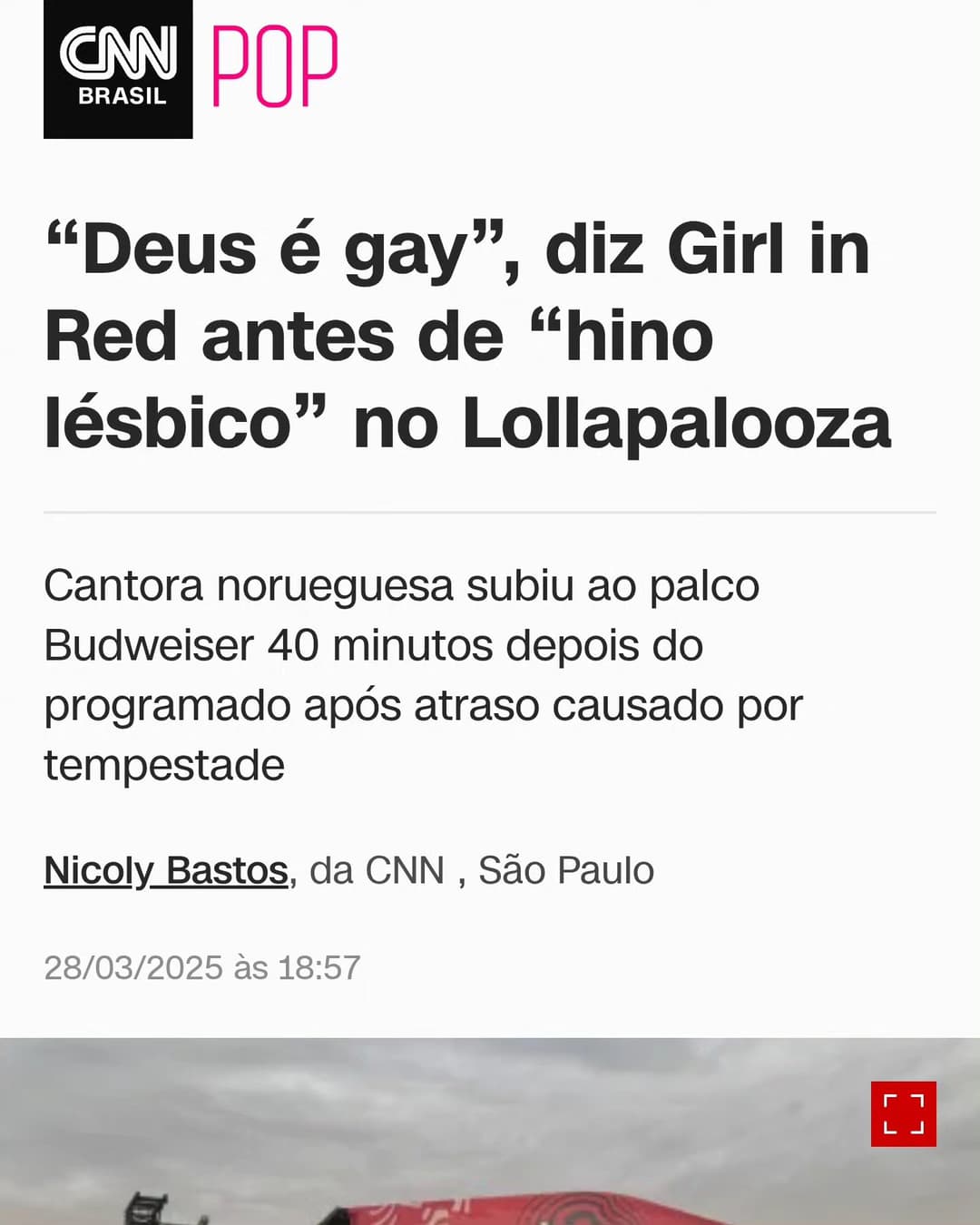A cantora norueguesa Girl in Red, 26, subiu ao palco Budweiser no primeiro dia