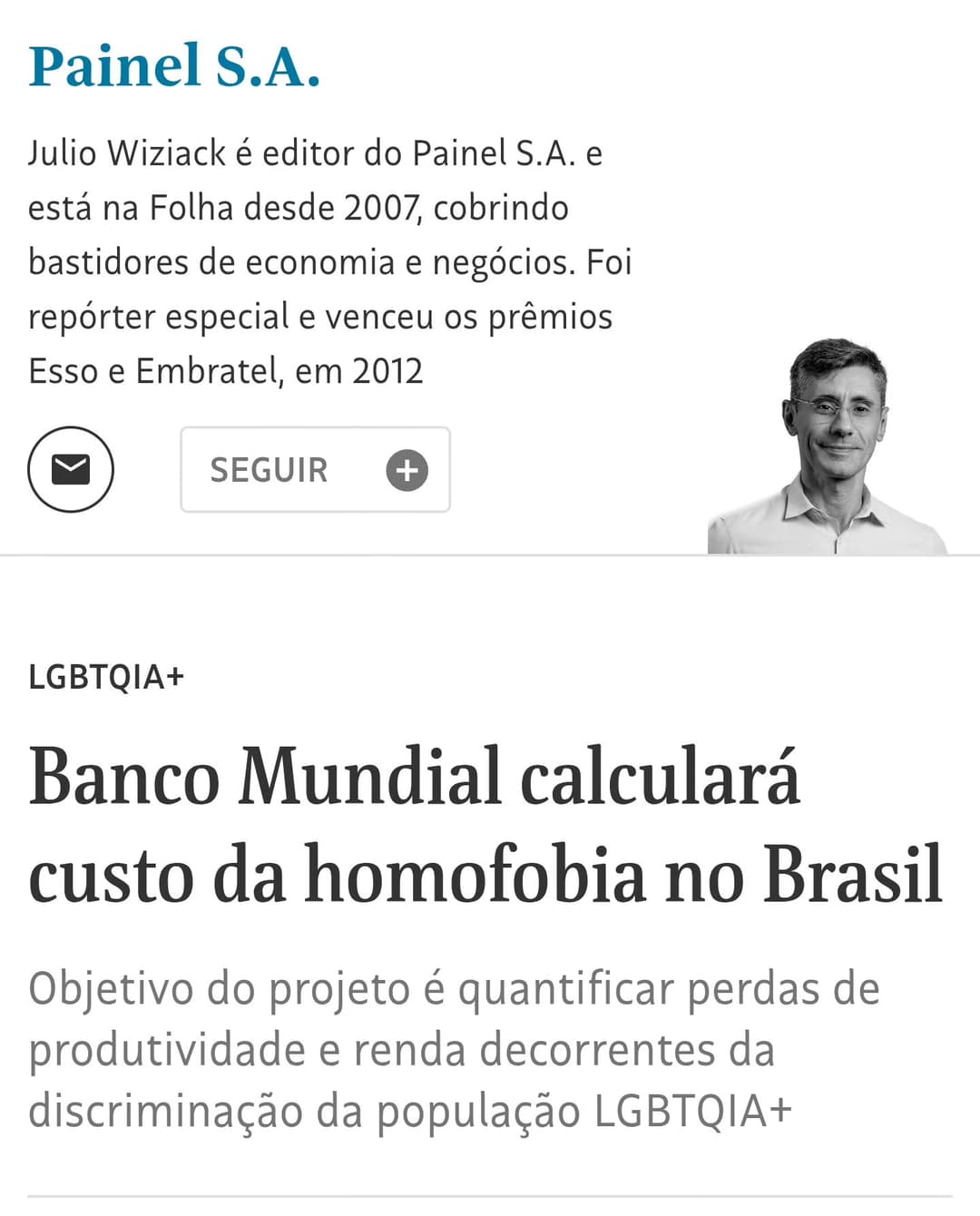 O Banco Mundial realiza um novo estudo no Brasil para estimar o custo econômico da homofobia