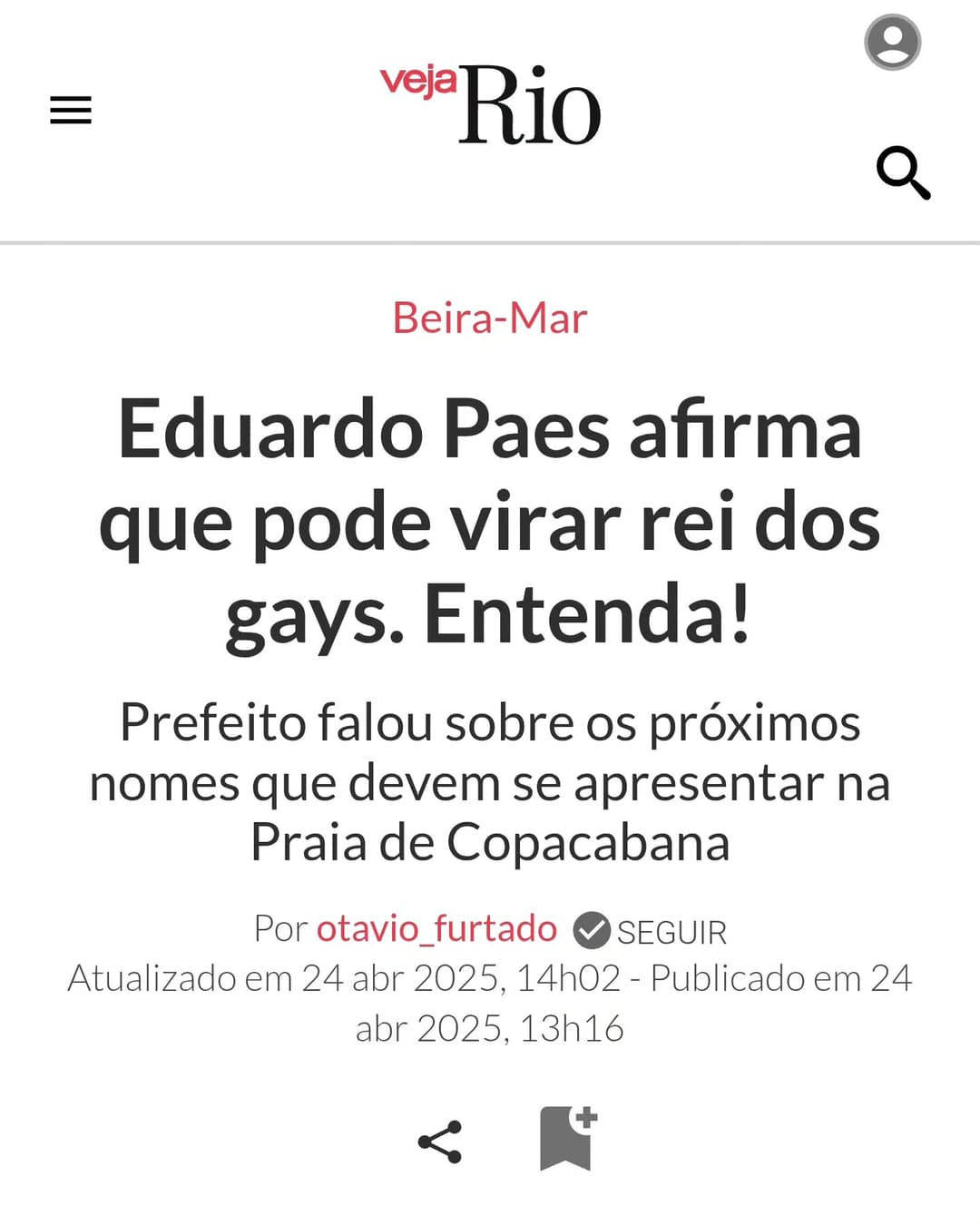 O show da Lady Gaga é no dia 03 de maio, mas o prefeito Eduardo Paes já está de olho