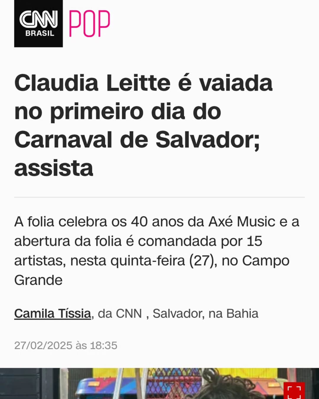 Claudia Leitte, 44, foi uma das convidadas para abrir oficialmente o Carnaval