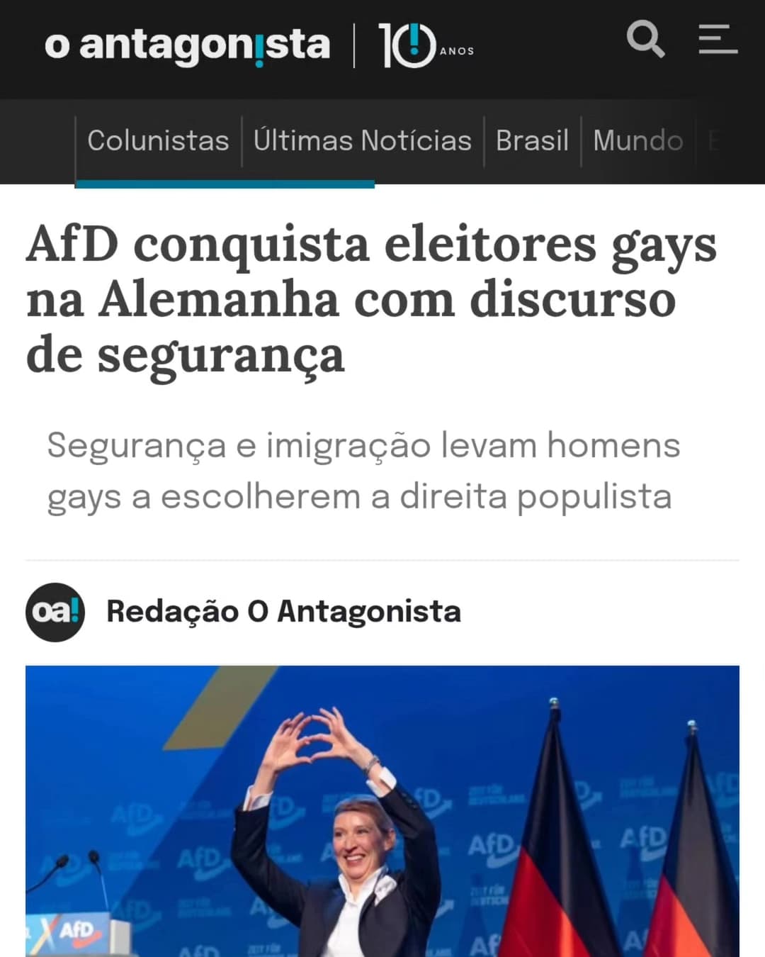 Nas recentes eleições alemãs, realizadas no último domingo, 23, o partido de direita
